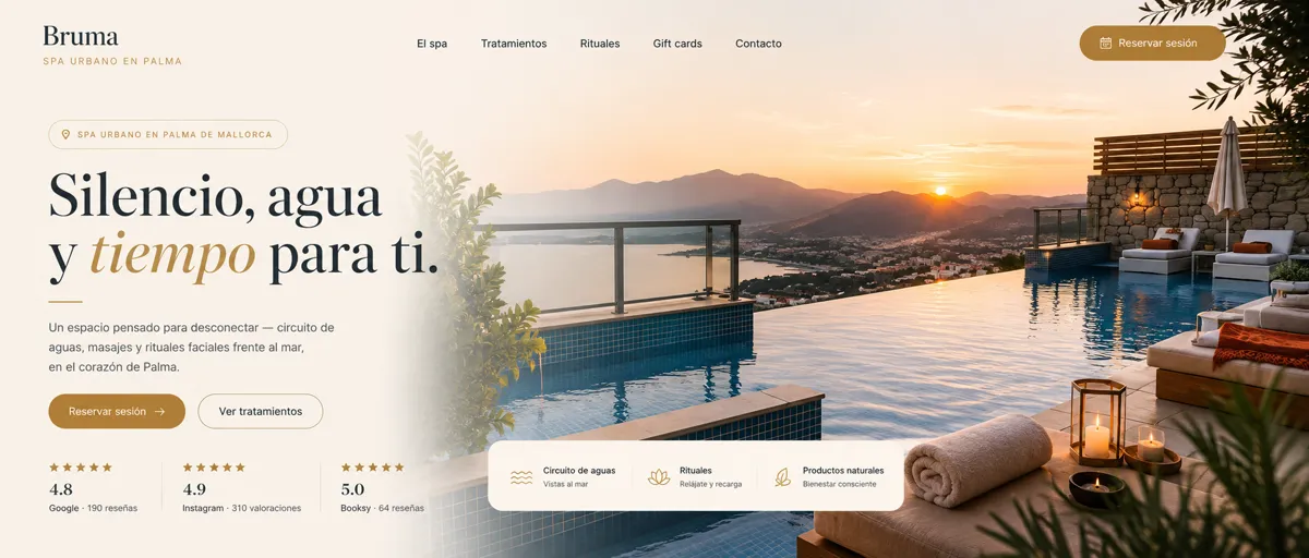 Web de Bruma, spa de diseño, creada por RedVisuals