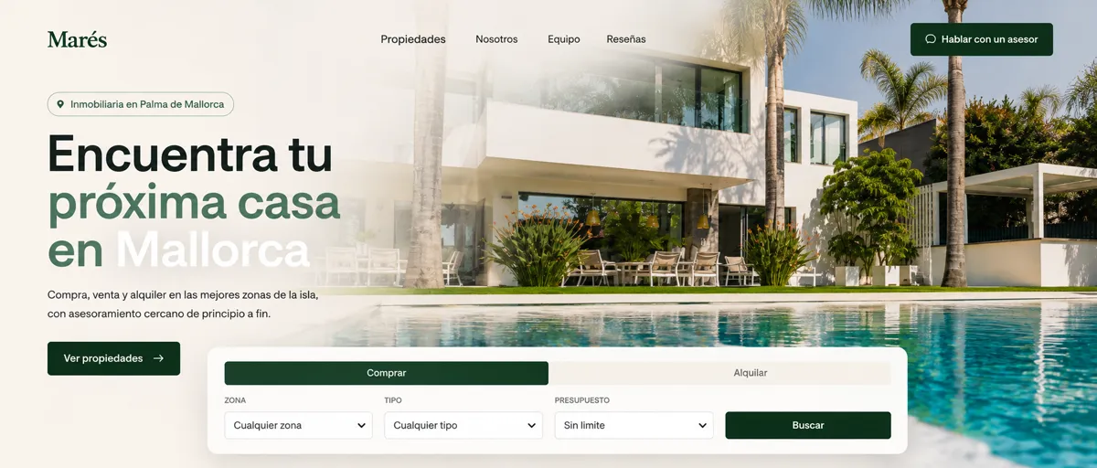 Web de Marés, inmobiliaria, creada por RedVisuals
