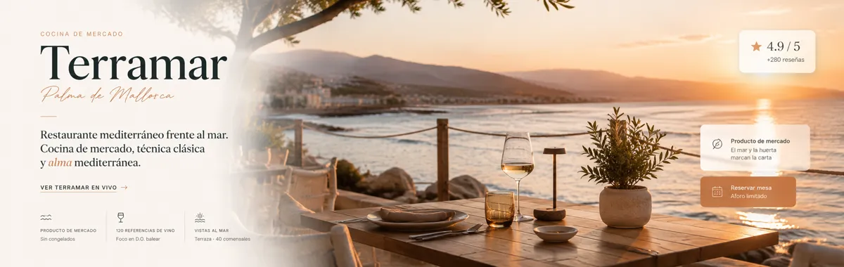 Web de Terramar, restaurante de lujo, creada por RedVisuals